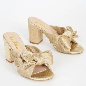 Dorothea Gold Knotted High Heel Sandals
